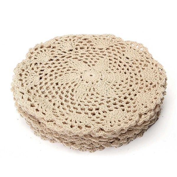 

12pcs vintage cotton mat round hand crocheted lace doilies flower coasters lot household table decorative crafts accessories t200524