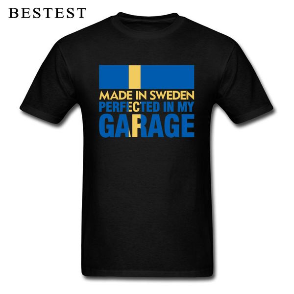 

flag t shirt for men black blue tshirt made in sweden perfected in my garage car lover t-shirt custom letter clothes plus size