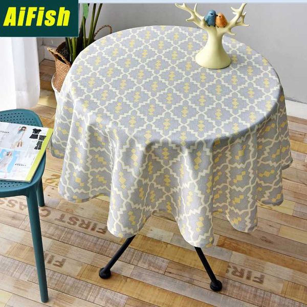 

table cloth american country style round tablecloth simple waterproof restaurant coffee el geometric lattice printed cover zb013-4