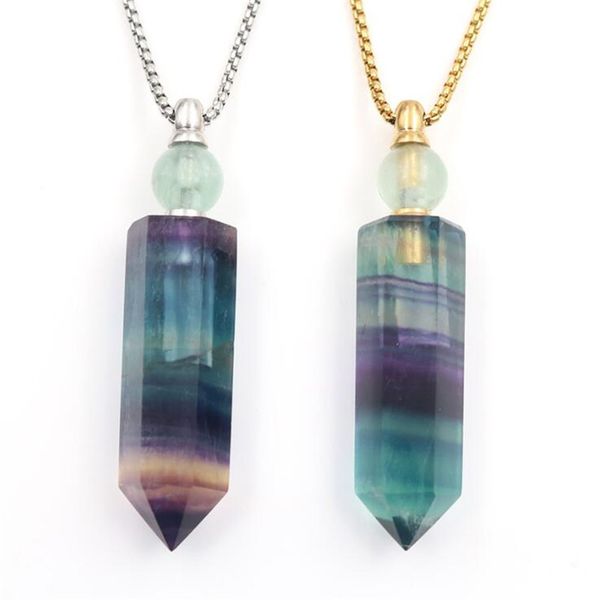 

2pcs / lot fashion hexagonal essential oil bottle pendant necklace female gift unique pendant men women necklaces, Silver