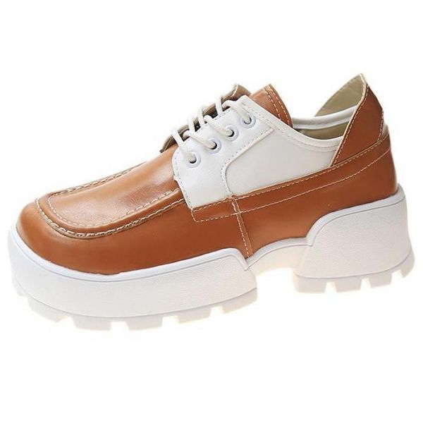 

platform causal shoes black lace up patchwork shoes woman spring british style thick bottom square toe zapatos mujer women boots