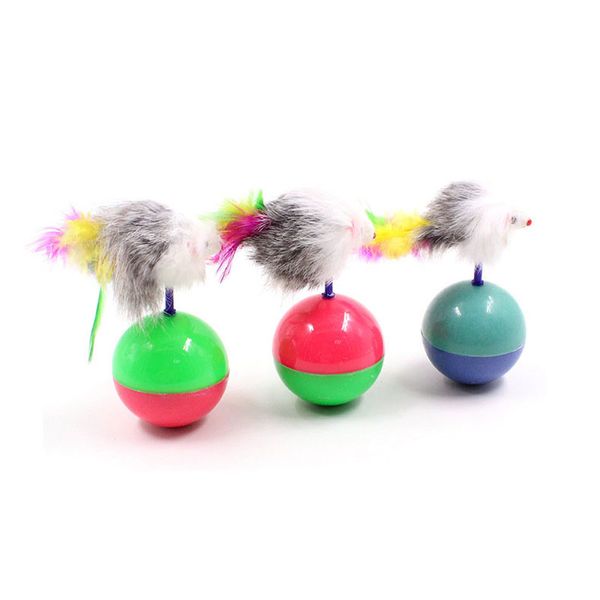 

new plastic small cat tumbler mouse toy hollow out round colorful playing ball toys pet supplies
