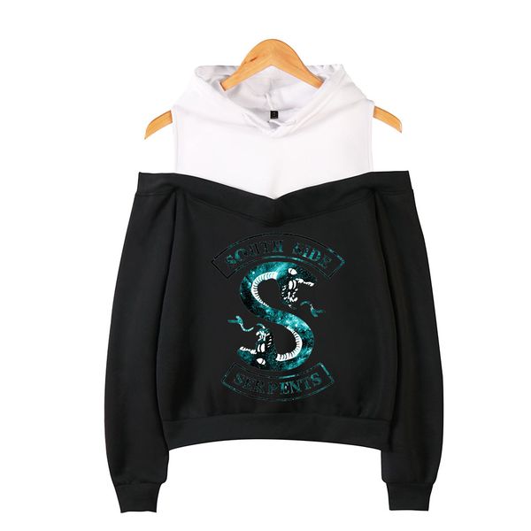 

new riverdale fashion printed off shoulder hoodies women long sleeve hooded sweatshirt 2020 casual streetwear clothes, Black