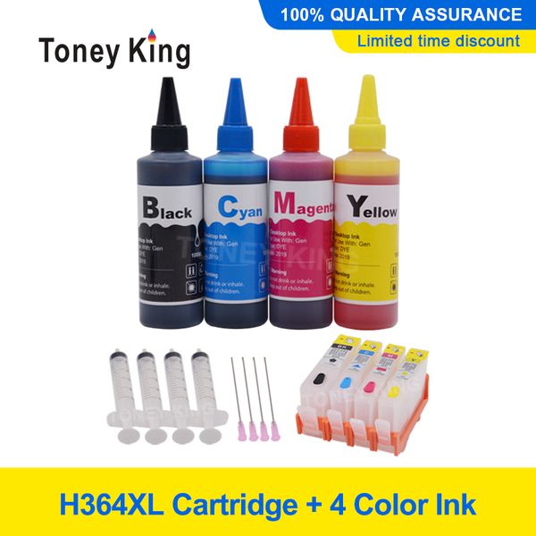 

ink cartridges toney king 364 refillable cartridge for 6512 7510 7515 7520 b010a b110a b110 + dey bottle universal 400ml