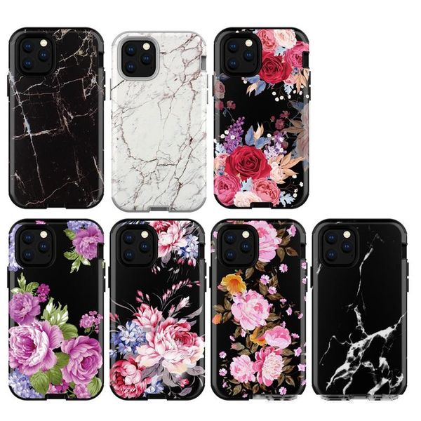 

marble flower shockproof case for iphone 11 pro samsung galaxy s10 s10e s10 armor hybrid defender hard pc tpu 3 in 1 rock granite cover