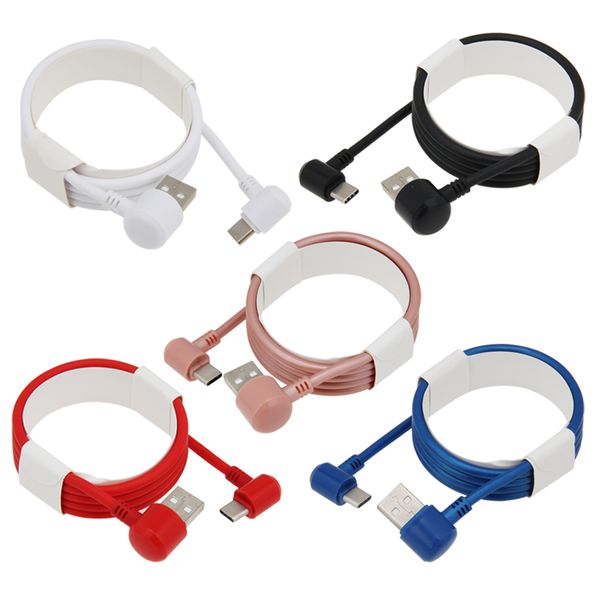 2A Dual Bend USB Ladekabel 1m 2m 3m Für Samsung Huawei Xiaomi Android Typ-C telefon Schnelle Ladegerät Kabel 90 Grad Ellenbogen Kabel