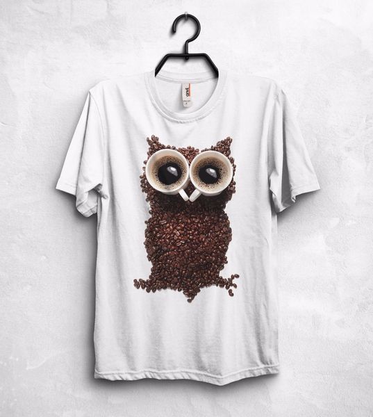 

coffee owl t shirt animal beans robusta arabica hipster geek nerd funny gift 100% cotton tee shirt wholesale tee