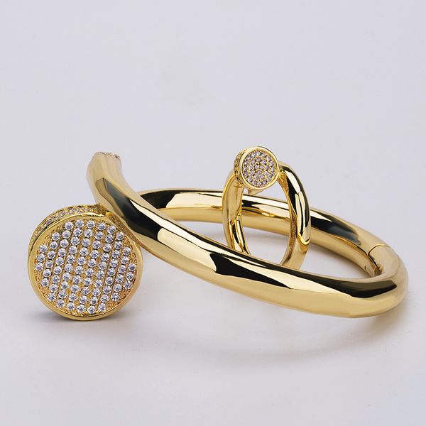 

nail new micro diamond bracelet gold bangle European and American fashion bracelet lovers hand accessories women gold bracelet ring