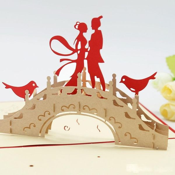 

handmade 3d pop up magpie bridge meeting greeting cards for china valentines lovers couple s happy anniversary gifts