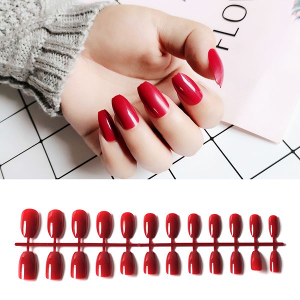 

24pcs/set french design false nails full nail tips candy color fake nails fake art cover manicure french art tips 20colors, Red;gold