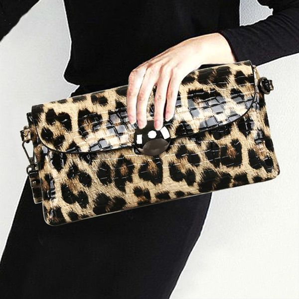

leopard leather woman evening bag fashion female wallet wedding party shoulder bag soft ladies clutch purse banquet bags