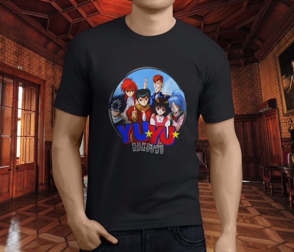 

fashion new tees tshirts new yu yu hakusho anime manga character cartoon men's black t-shirt s-3xl round neck clothes