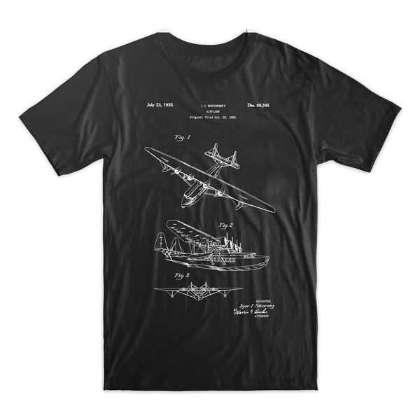 

2019 new arrival men's summer trendy mens hip hop short sleeve tee sea plane patent t-shirt, airplane patent art t shirts
