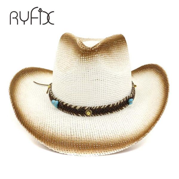 

new summer spray-painted cowboy straw hat summer sunshade sunshade hat ladies big ebeach lovers ha42, Blue;gray