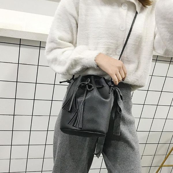 

female women handbag cute bucket bag shoulder crossbody satchel totes large capacity bag drawstring retro wild bolsa #yy