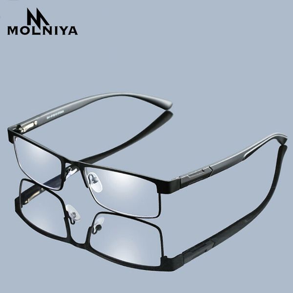 

molniya men metal prescription reading glasses male businesss hyperopia presbyopic eyeglasses diopter +1.0 to +4.0 unisex, White;black