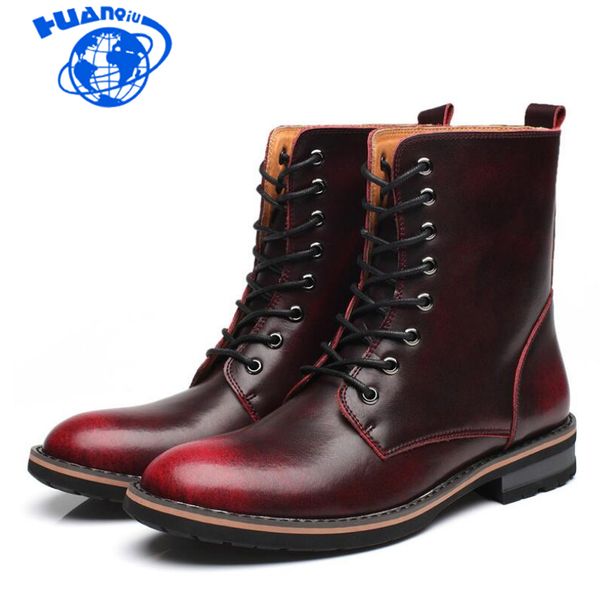 

huanqiu 2020 winter new high-топ обувь теплых плюс бархат двухслойных цветов кожи сапог мужских сапог tooling wyq153, Black