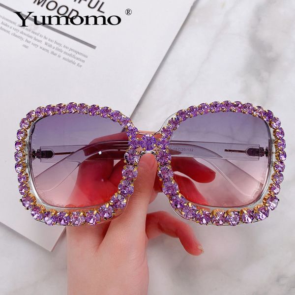

oversized square diamond sunglasses women pink big frames crystal 2020 fashion female sun glasses rhinestone eyeglasses vp6t, White;black