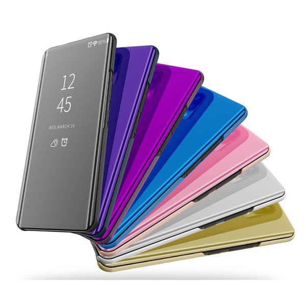 

for vivo nex clear view cover slim mirror plating pc full body protective standing cover kickstand flip plated case