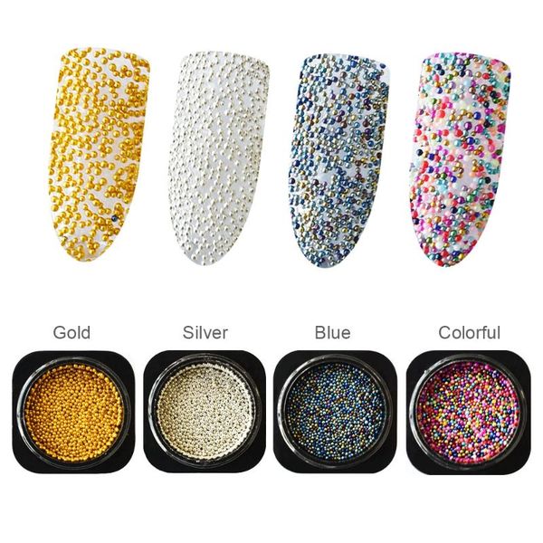 

nail glitter 0.6mm~0.8mm colorful micro bead rhinestones for diy manicure decorations beads 3d beauty accessories, Silver;gold