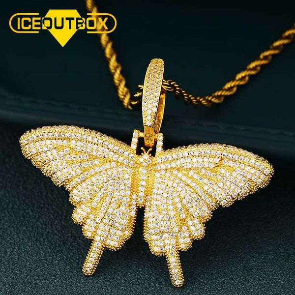 

iced out butterfly necklace cuban link chain choker necklace women girls butterfly chains bling hip hop jewelry pendant gifts, Silver