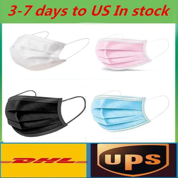 

DHL free shipping Black pink white Disposable Face Masks Thick 3-Layer Masks with Earloops for Salon, Home Use Comfortable Mask