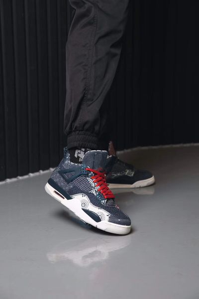 

2020 new 4 jumpman men basketball shoes sashiko blue white sneakers iv black grey loyal blue trainers cw0898-400