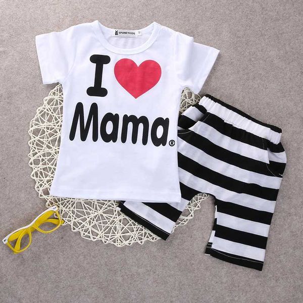 

clothing sets baby boy clothes 2pcs toddler girl outfits kids i love mama letter pattern selling, White
