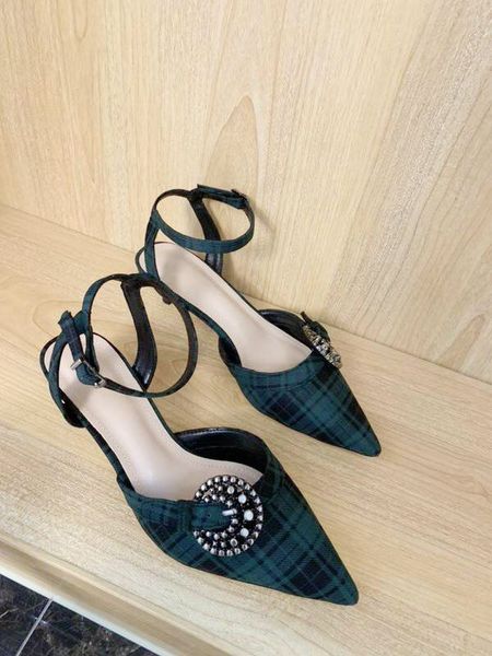

dress shoes plaid middle single shoes, pointed for women, women, Black