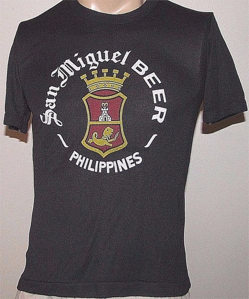 

true vtg 1970 club mondo san miguel beer philippines r.p. t-shirt small-med