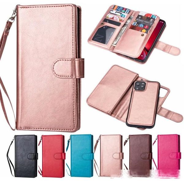 

9 card p frame phone case leather wallet case magnetic 2 in 1 detachable cover cases for iphone 11 pro xs max samsung note10 s10 plus