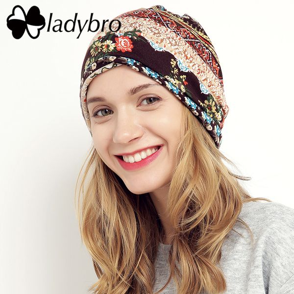 

ladybro autumn female hat cap women beanies hat print kerchief brand quality feminino for girl casual beanie bonnet femme, Blue;gray