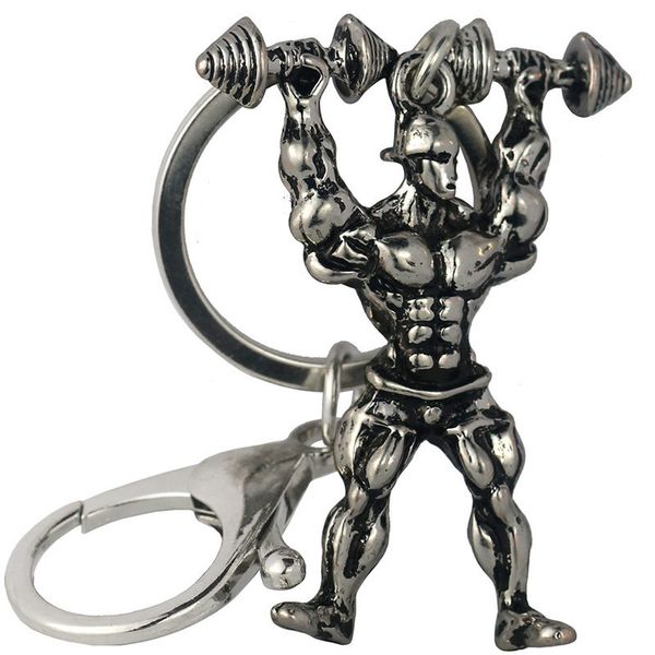 

cartoon muscle male keychain creative fitness gift key pendant cross-border supply explosion models factory wholesale, Silver