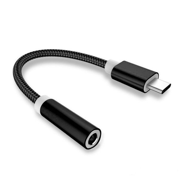 

usb c type c to 3.5mm audio aux headphone jack braided cable adapter