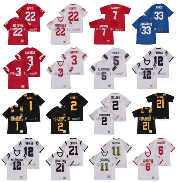 

haughton dak prescott ray lewis red devils barry sanders wichita landon collins jalen ramsey al bundy polk high school football jersey, Black