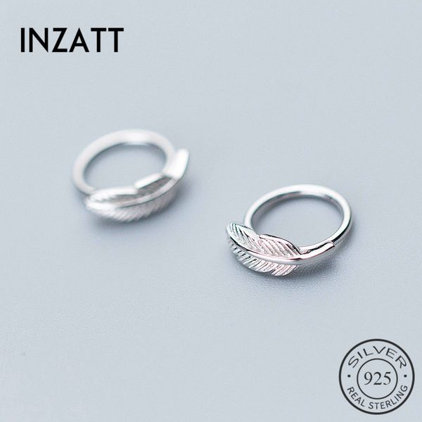 

inzareal 925 sterling silver minimalist feather hoop earrings for fashion woman geometric 2020 cute fine jewelry gift, Golden;silver