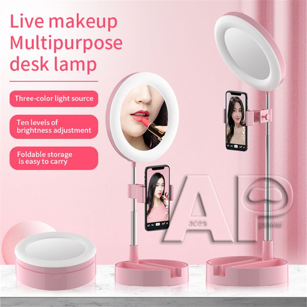 

universal selfie ring light with flexible mobile phone holder lazy bracket desk lamp led light for live stream office kitchen