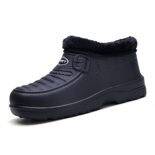 

new winter male warm ankle boots outdoor man non-slip leather sneakers footwear non-slip boots waterproof plush fur snow, Black