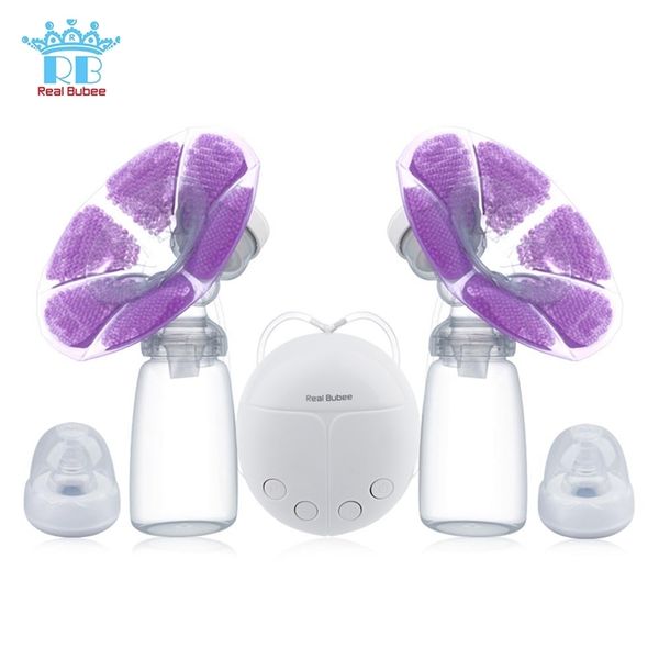 

real bubee single/double electric pump with milk bottle cold heat pad bpa powerful pumps baby breast feeding