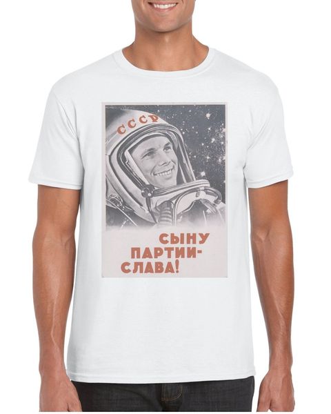 

смешная одежда casual короткого рукав tshirts советского коммунизм propaganda урожай плакат ussr космонавт юрий гагарин футболка