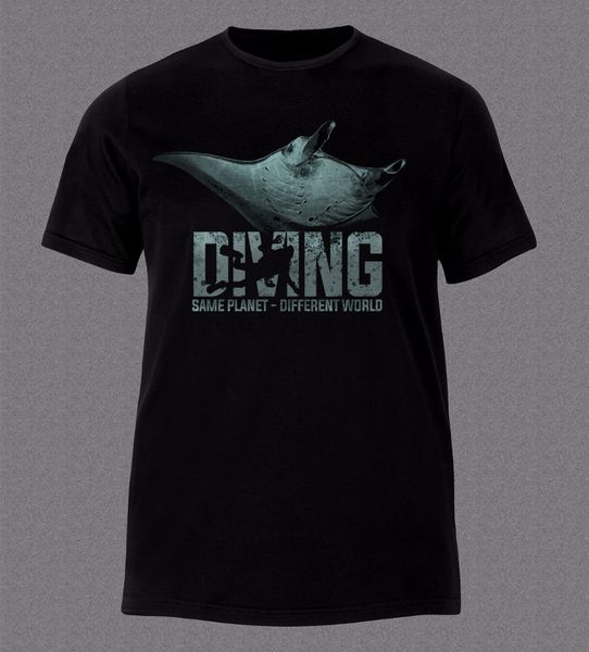 

2018 latest men t shirt fashion printed t-shirt men manta ray diver gear scuba ocean sea printed t-shirt men