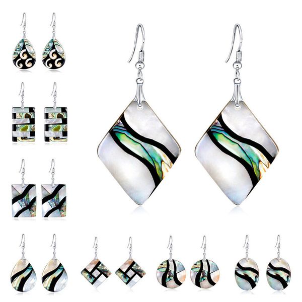 

new wild temperament natural abalone shell hook dangle earrings 1pair, Silver