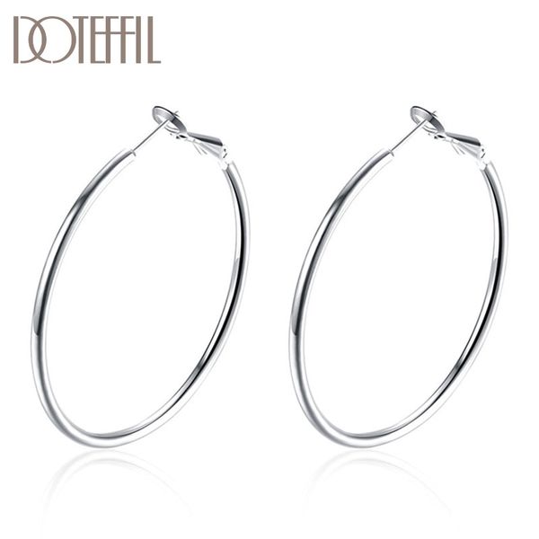 

hoop & huggie doteffil 925 sterling silver/18k gold/rose gold big classic circle earrings women party gift fashion charm wedding jewelry, Golden;silver