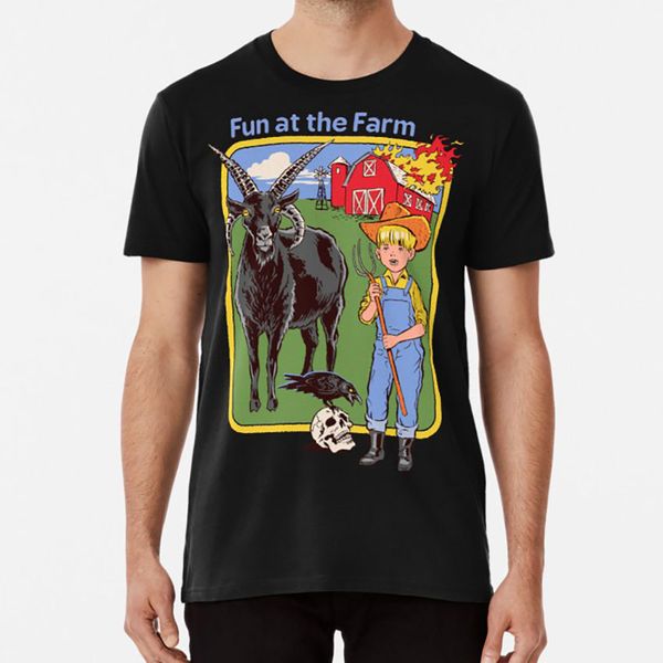 

fun at the farm t shirt 80s barn goat crow horror vintage humor farmer farm retro