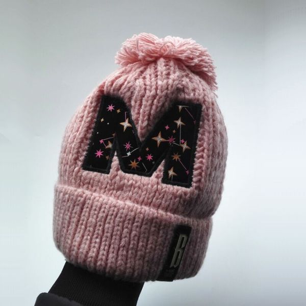 

letter embroidery women's winter hats fashion pom pom curled thick fleece knitted hats beanies girl caps skullies gorros bone, Blue;gray