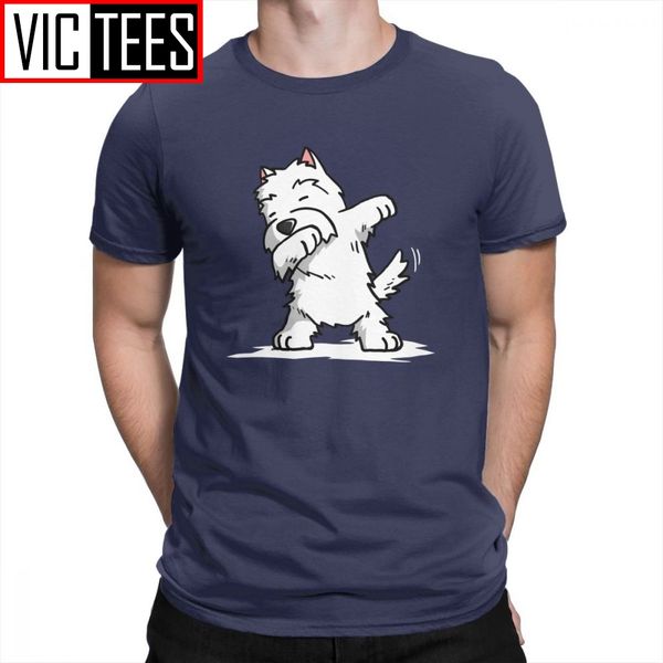 

men's man funny dabbing west highland white terrier dog t-shirts funny crewneck clothes cotton tees t shirt