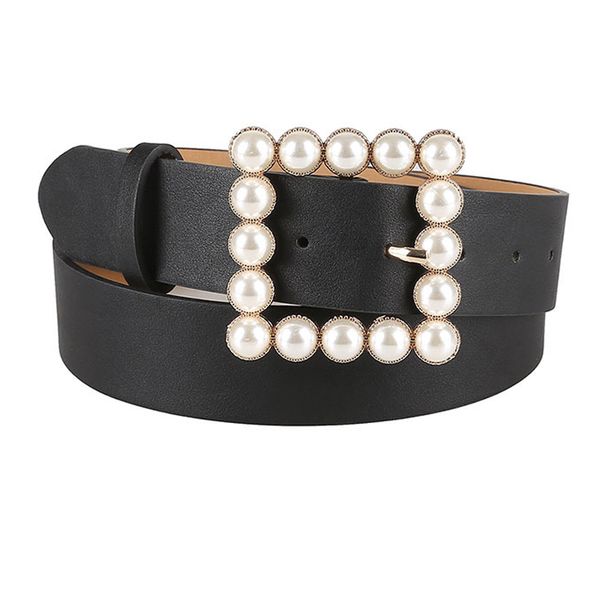 

2020 fashion belts for women waist pearl belt pants jeans belts with pin buckle ceinture femme dresses woman girls, Black;brown