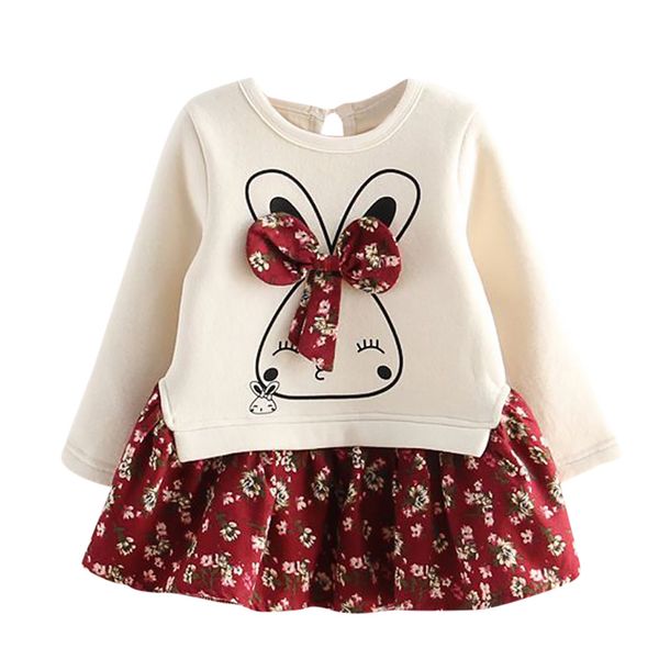 

new costume kids cartoon rabbit bunny floral print princess party dress infant toddler baby kids girls dress children designer clothes girls, Red;yellow