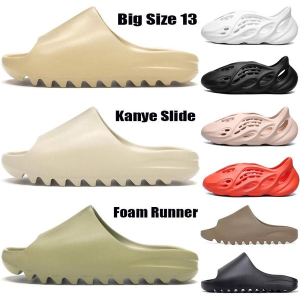 

big size 13 foam runner kanye west platform slipper sandal shoes resin triple black white bone earth brown mens women stylist slides sandals
