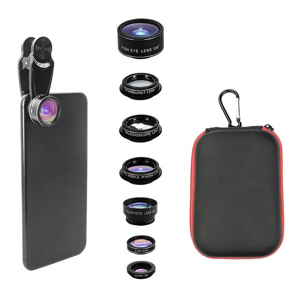 

7 in 1 cell phone camera lens kit wide angle lens & macro lens+fisheye lens+telep lens+cpl+kaleidoscope lens for mobile phone